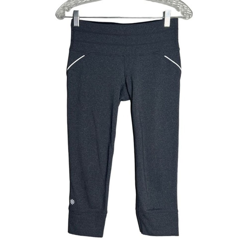 Athleta Pants Women XS Gray Black Relay Capri Legging Lounge Workout Athleisure